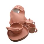 Set siliconen kinderservies - rosewood