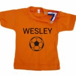 Kinder T-shirt Oranje - Naam met voetbal