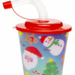 Drinkbeker met rietje kerst