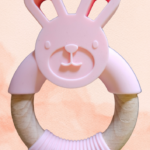 Bijtfiguur hout en siliconen - Roze